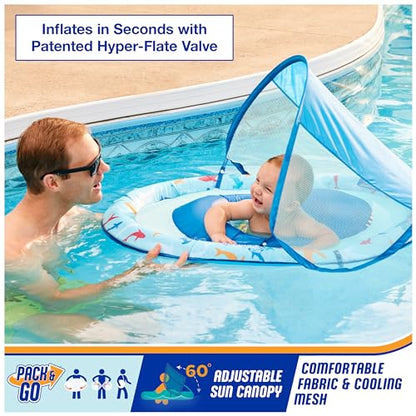 New Swimways Baby Spring Float, Baby Pool Float with Canopy & UPF Protection (Shark)