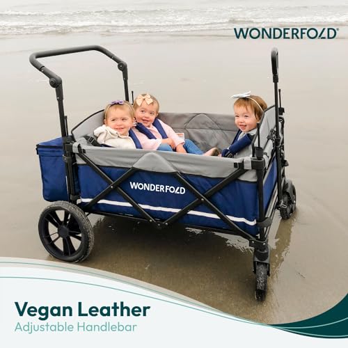 WONDERFOLD X4 Push & Pull Quad Stroller Wagon (4 Seater) - Navy