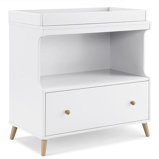 New Essex Convertible Changing Table with Drawer (Bianca White/Natural)