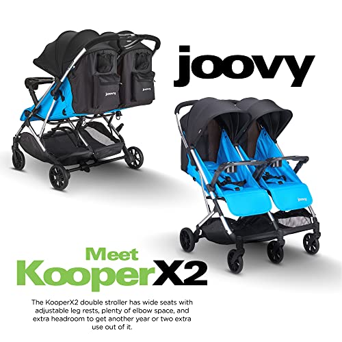 New Joovy Kooper X2 Double Stroller Lightweight Travel Stroller (Glacier Blue)