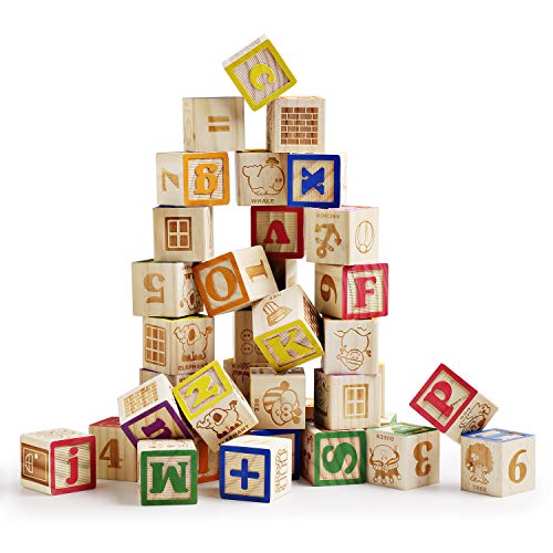 New SainSmart Jr. Wooden ABC Blocks 40PCS Stacking Blocks Baby Alphabet Letters