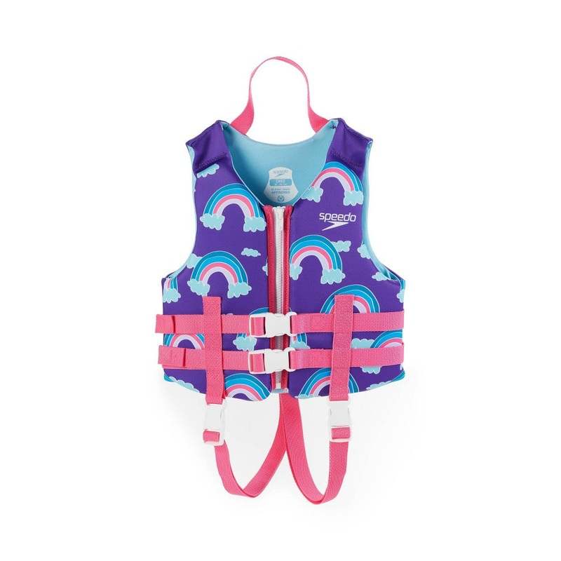 New Speedo Child PFD Life Jacket Vest Purple Rainbow Kidsy