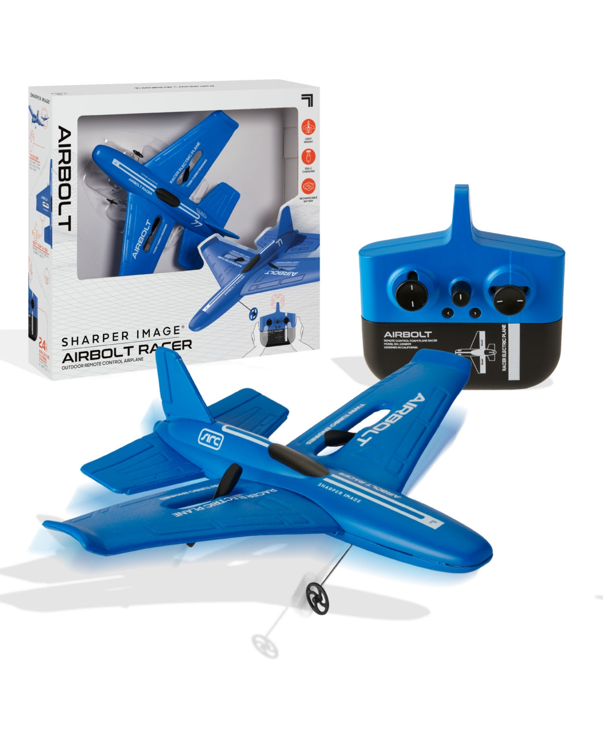 Sharper Image Air Bolt Racer Rc Airplane Set, 7 Piece - Blue