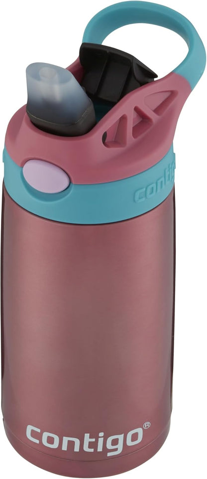 New Contigo Kids Stainless Steel Water Bottle with AUTOSPOUT Straw (Punch, 13oz)
