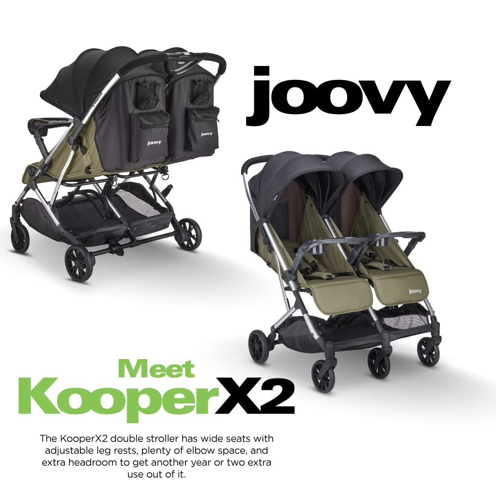 Joovy Kooper X2 Double Stroller Lightweight Travel Stroller (Olive)