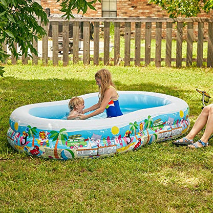 New Intex 8.5ft x 5.25ft x 18in Swim Center Paradise Seaside Inflatable Kiddie Pool with Drain Plug