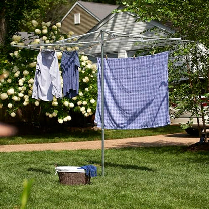 New Household Essentials 17140-1 Rotary Outdoor Umbrella Drying Rack- Clothesline