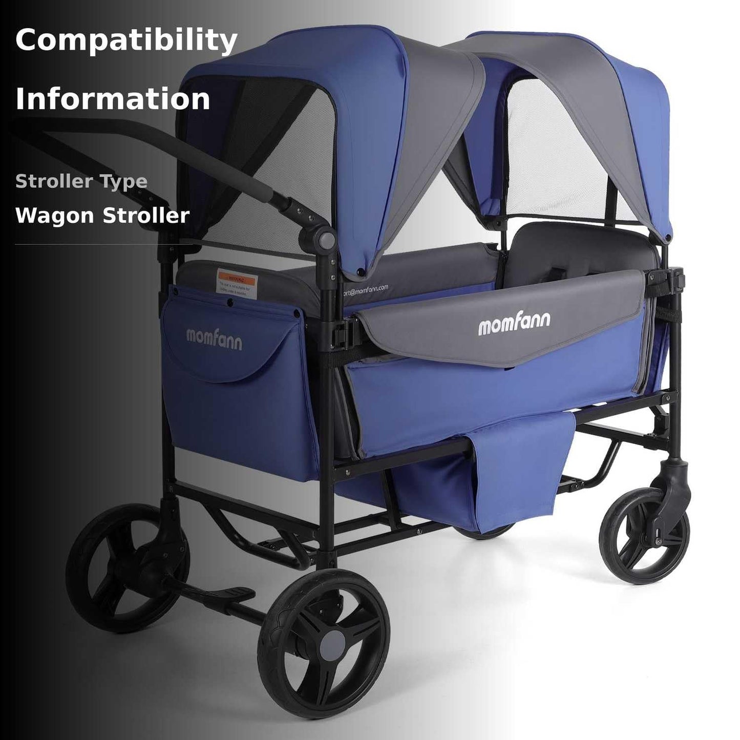 MOMFANN Foldable Stroller Wagon for 2 Kids with Canopy (Lavender Blue)