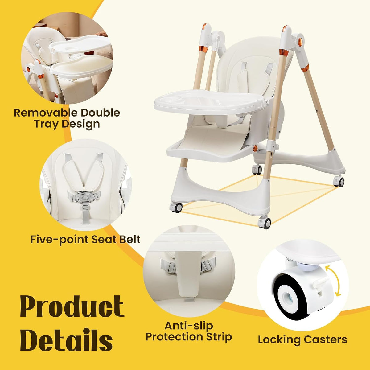 6-in-1 Convertible High Chair with Rocker | Baby High Chair for Newborn to Toddler (0-3 Years)