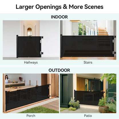 COMOMY Retractable Baby/Dog Gate 34" Tall, Up to 118" Wide (Black)