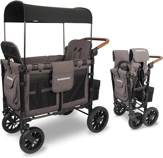 Wonderfold W2 Luxe Multifunctional Double Stroller Wagon (Charcoal Gray)