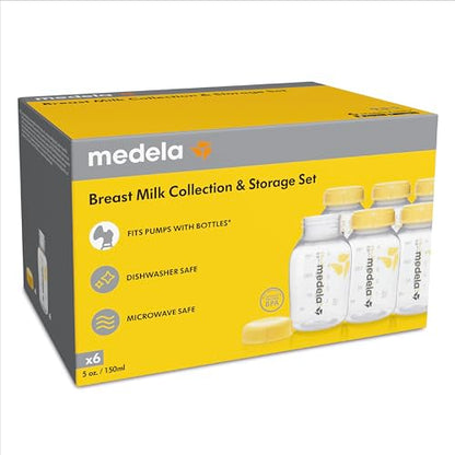 New Medela Breast Milk Storage Bottles, 6 Pack, 5 Oz, BPA-Free, Pump-Compatible