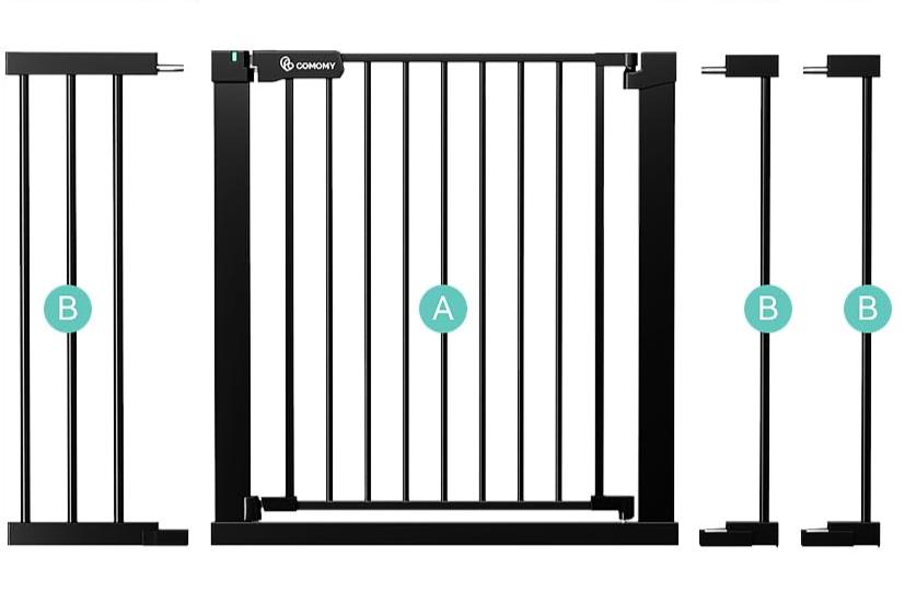 New COMOMY 29.5" to 46" Wide, 30" Tall Baby Gate (Black)