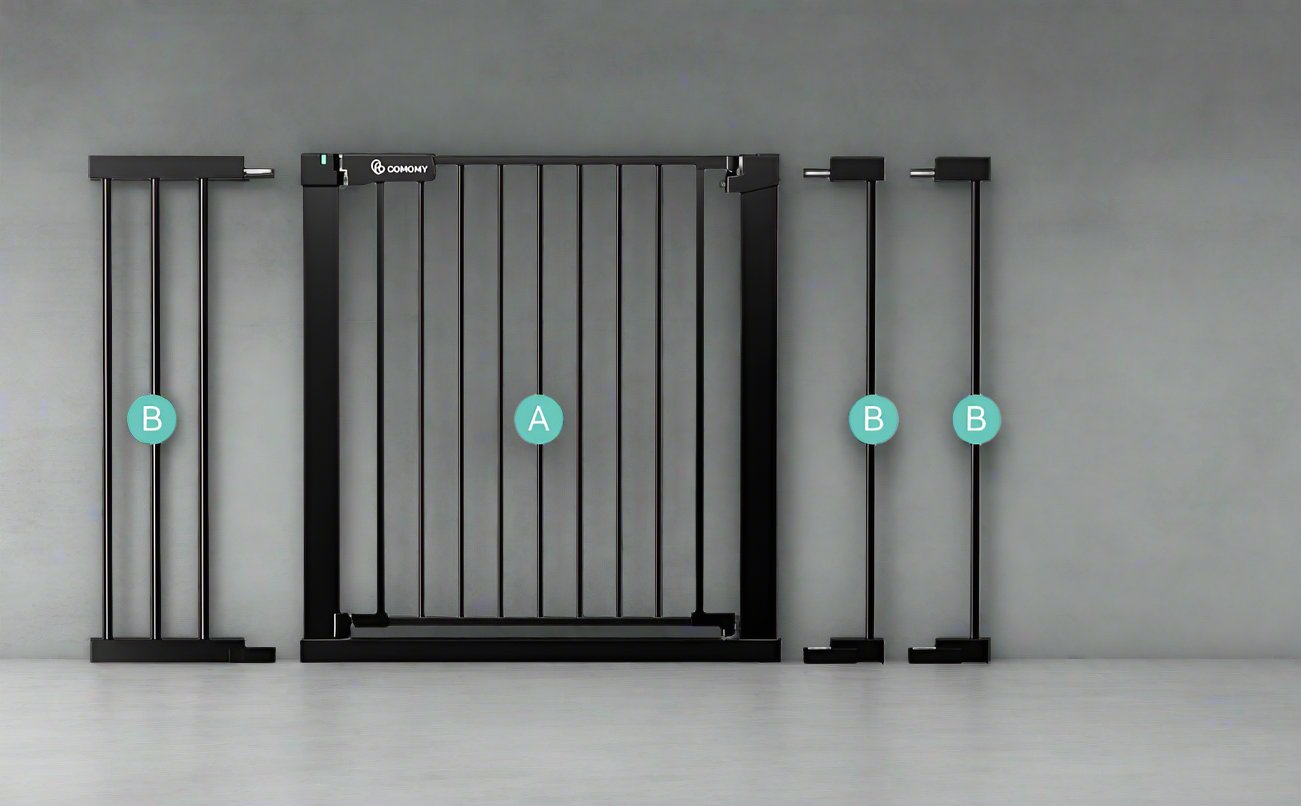 New COMOMY 29.5" to 46" Wide, 30" Tall Baby Gate (Black)