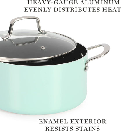 New Martha Stewart Lockton Premium Nonstick 10 Piece Pans Cookware Set (Mint Blue)