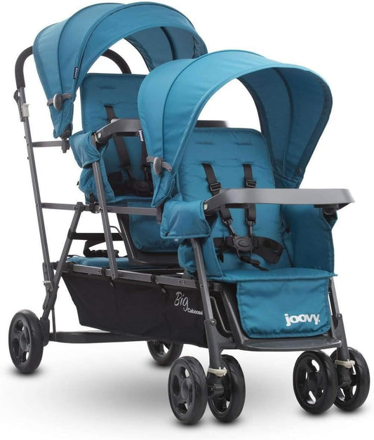 New Joovy Big Caboose Graphite Triple Stroller Stand on Tandem (Turquoise)