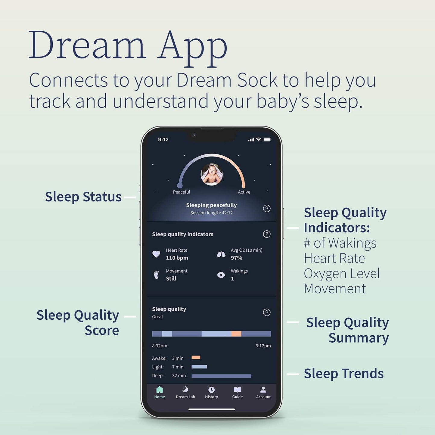New Owlet Dream Sock Baby Monitor – Bedtime Blue