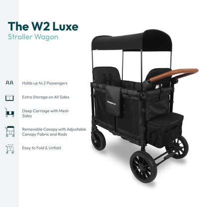 WONDERFOLD W2 Luxe Double Stroller Wagon (Volcanic Black)