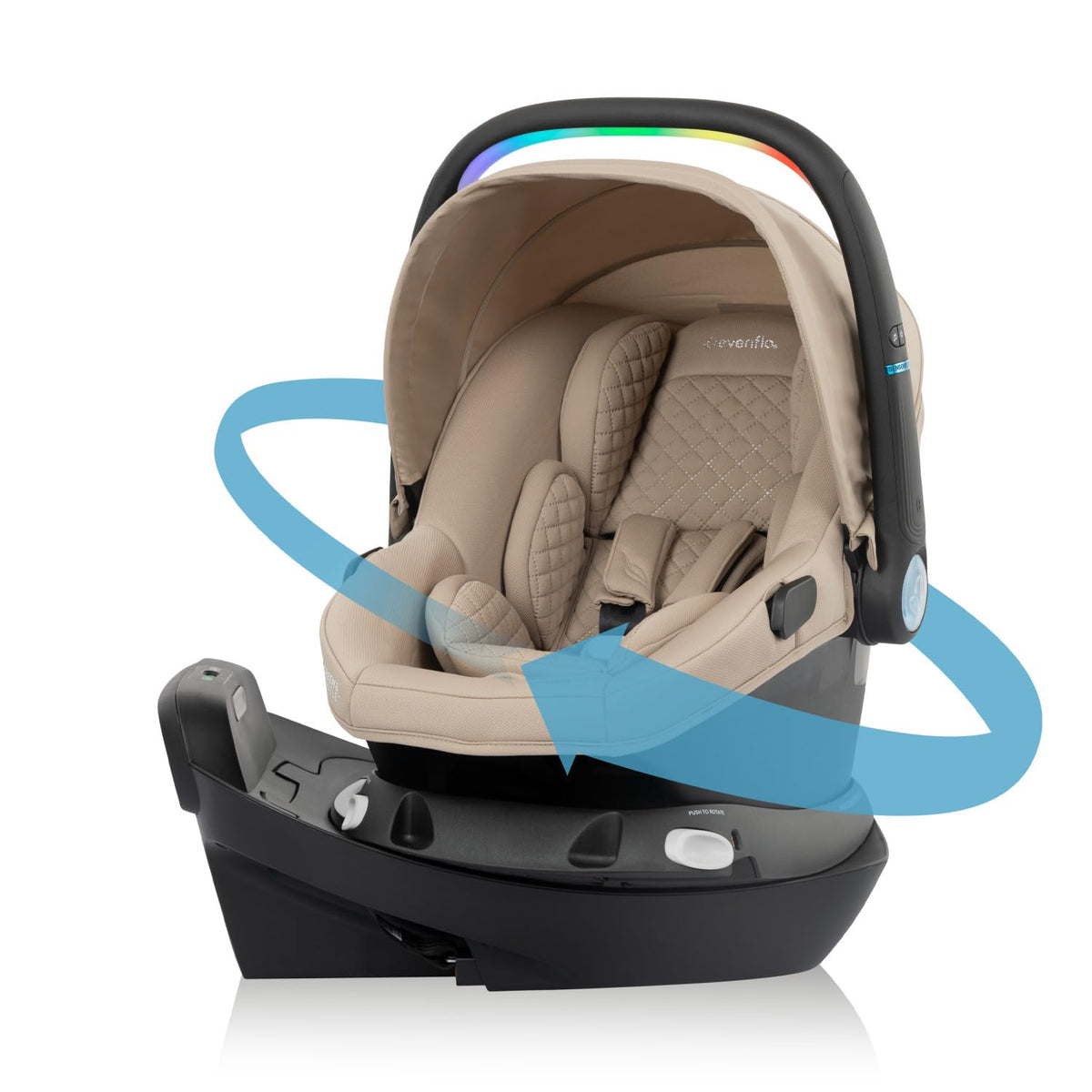 New Evenflo Revolve180 LiteMax NXT Rotating Infant Car Seat with SensorSafe (Topaz)