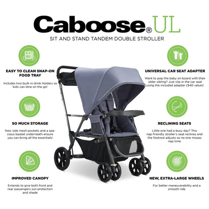 New Joovy Caboose Ultralight Sit and Stand Double Stroller (Slate)