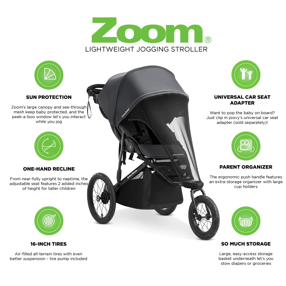 New Joovy Zoom Lightweight Jogging Stroller (Jet)