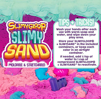 New SLIMYSAND 4.5 lbs of Stretchable, Expandable, Moldable Non-Stick Slimy Play Sand in 3 Reusable Buckets (Purple/Blue/White)