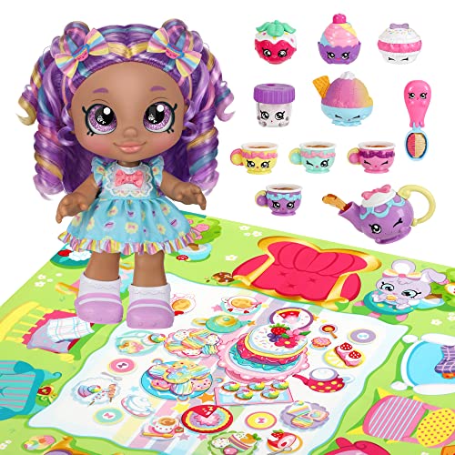 New Kindi Kids Kirstea & Tea Party Set. Toddler Doll Includes Playmat 24 in x 24 in