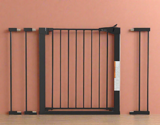 New COMOMY 29.5" to 43.3" Wide, 30" Tall Baby Gate for Stairs Doorways (Black)