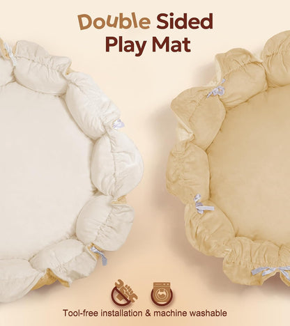 Mallify 5-in-1 Thick & Plush Baby Play Gym, Baby Play Mats (Cream)