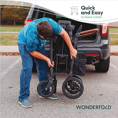 WONDERFOLD W2 Elite Double Stroller Wagon-Volcanic Black