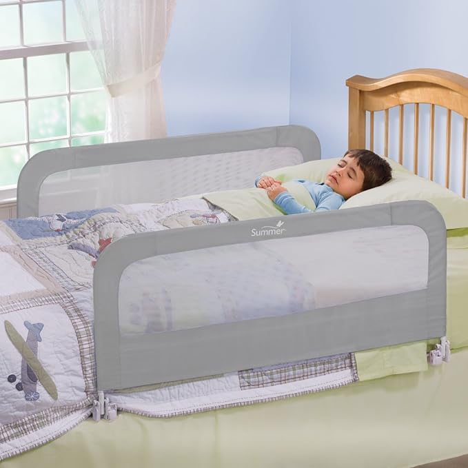 New Summer Infant Double Safety Bedrail for Toddlers  (Gray)