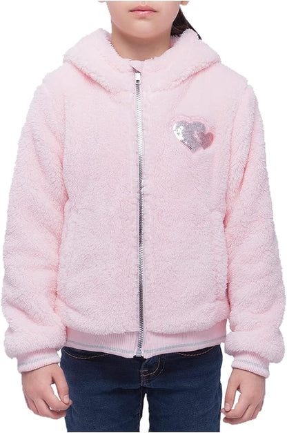 New Rokka&Rolla Girls Sherpa Fleece Full-Zip Warm Hooded Jacket (XS)