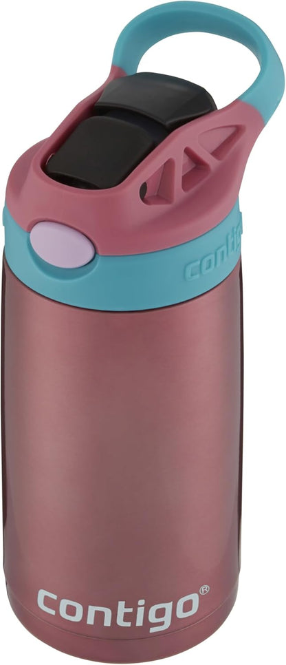New Contigo Kids Stainless Steel Water Bottle with AUTOSPOUT Straw (Punch, 13oz)