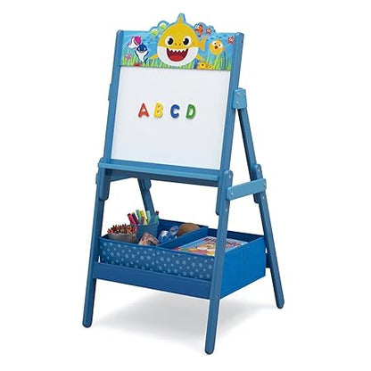 New Baby Shark Kids Wooden Activity Easel with Storage by Delta Children