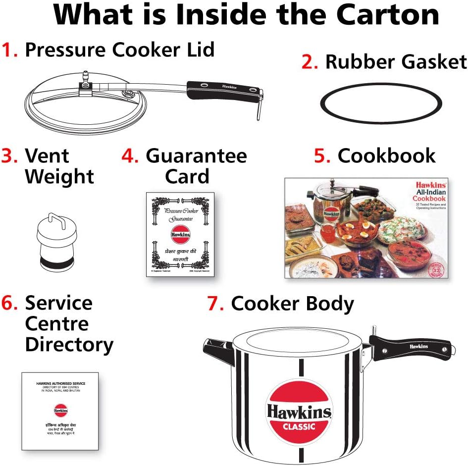 Hawkins Aluminium 10 Litre Classic Pressure Cooker (10.6 Quarts)