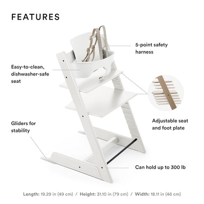 New Stokke Tripp Trapp High Chair Includes Baby Set with Removable Harness (White)