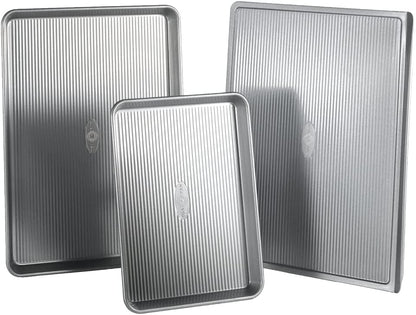 New USA Pan 3-Piece Warp Resistant Non-Stick Aluminized Steel Bakeware Set