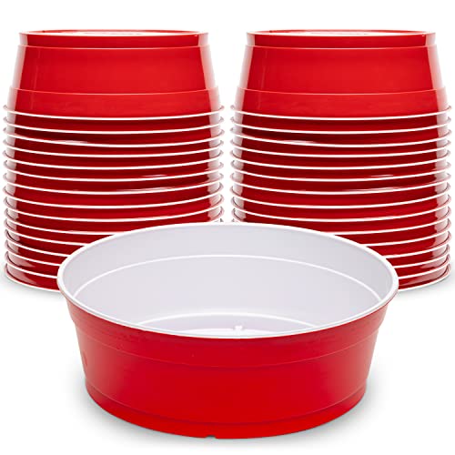 New GoBig Red Party Cup Bowls - 30 Large Disposable Plastic Bowls