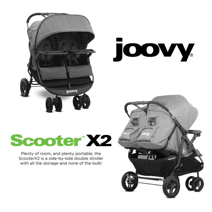 Joovy Scooter X2 Side-by-Side Double Stroller with Snack Trays (Blueberry)