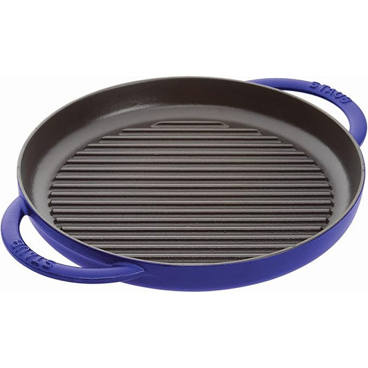 New Staub Cast Iron 10-inch Pure Grill - Dark Blue, Made in France