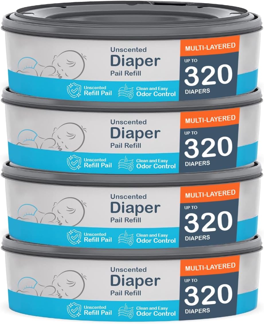 Diaper Genie Compatible Refill Bags - 4-Pack, 1280-Count Pail Refills