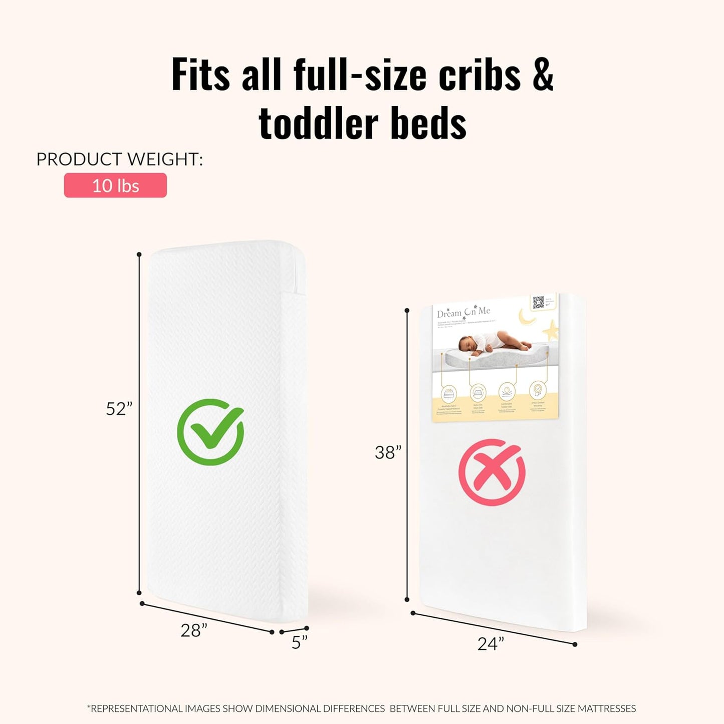 Dream On Me Baby Zzz 5” Full-Size Crib & Toddler Bed Mattress