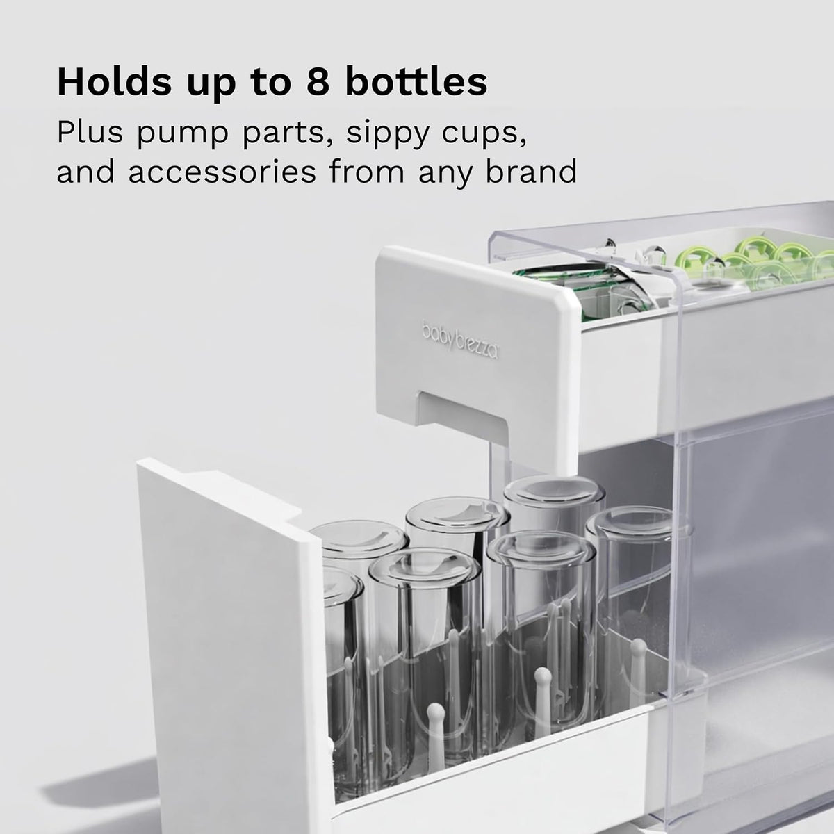 New Baby Brezza Covered Bottle Drying Rack & Organizer, 8-Bottle Capacity