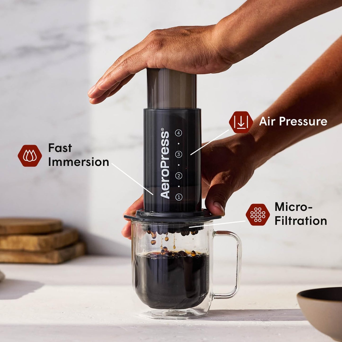 New AeroPress Original Coffee Press – Portable Manual Coffee Maker (Gray)