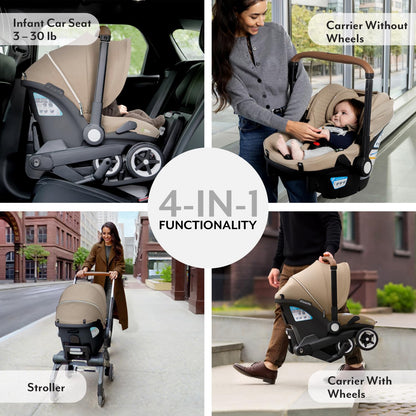 Evenflo Shyft DualRide Infant Car Seat and Stroller Combo with Carryall Storage and Green & Gentle Fabric Agate