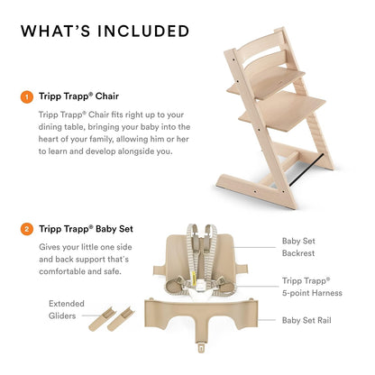 New Stokke Tripp Trapp High Chair Includes Baby Set with Removable Harness (White)