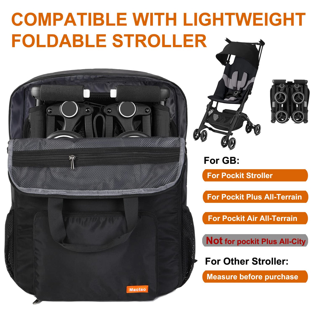Mactso Stroller Travel Bag (Black, M)
