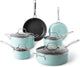 New Martha Stewart Lockton Premium Nonstick 10 Piece Pans Cookware Set (Mint Blue)