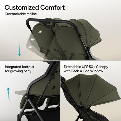 Mompush Lithe Double Stroller (Green)
