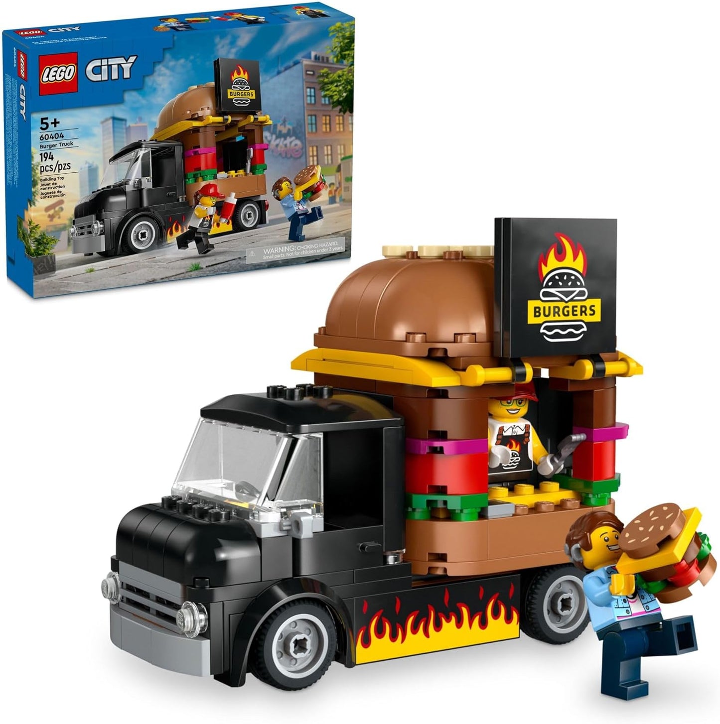 New LEGO City Burger Truck Toy Building Set, Pretend Play Toy 60404